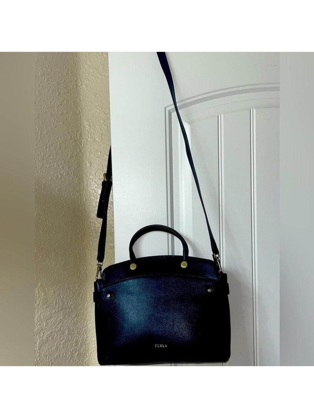 FURLA Agata Black Saffiano Leather Crossbody Handbag - Picture 15 of 16